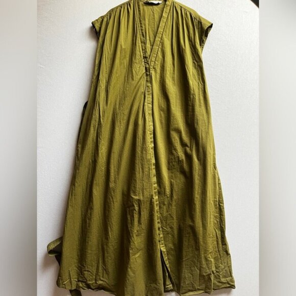 Zara Green v neck button button shirt maxi cotton dress Sz XS - Picture 5 of 15